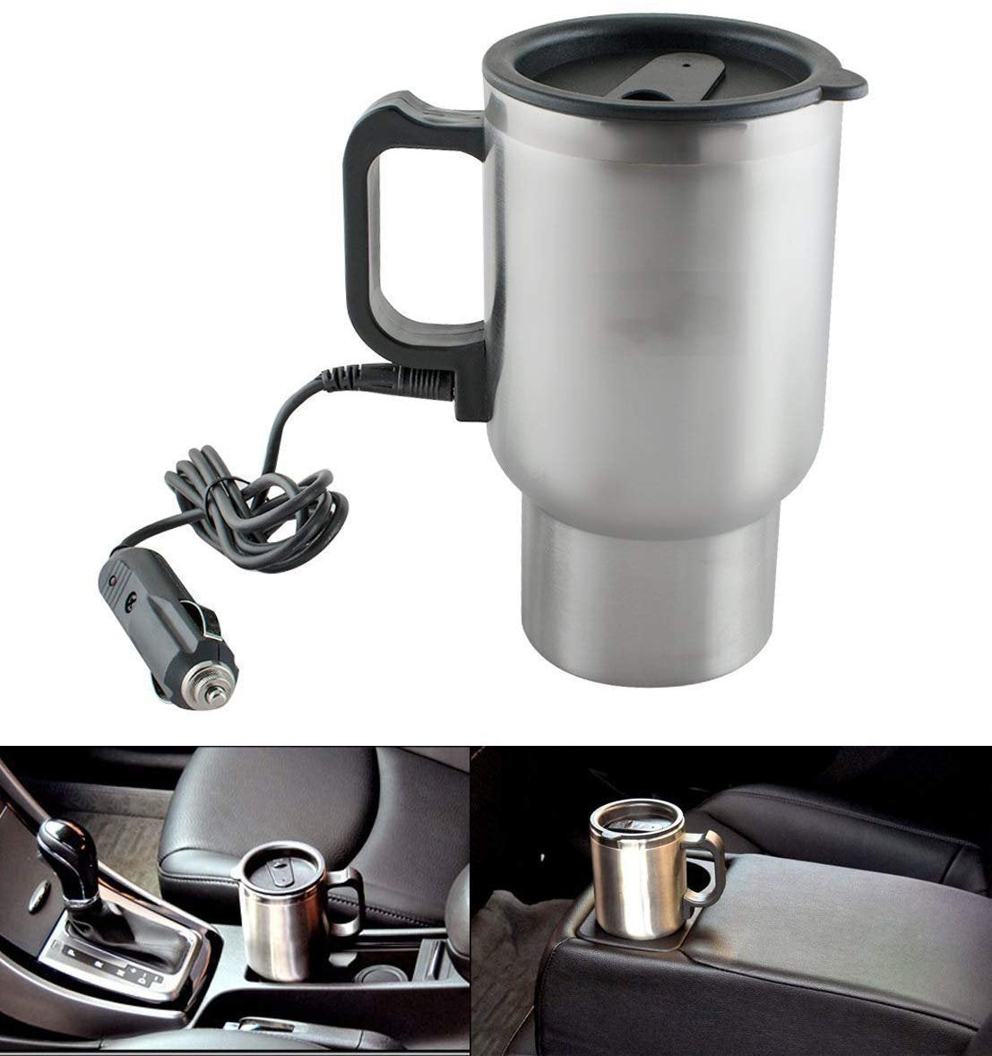 12V Car Charging Electric Kettle Mug (Silver) - CDesk Dropship