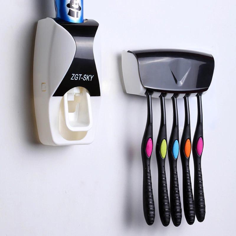 Wall Mount Automatic Toothpaste Dispenser With Toothbrush Holder - CDesk Dropship
